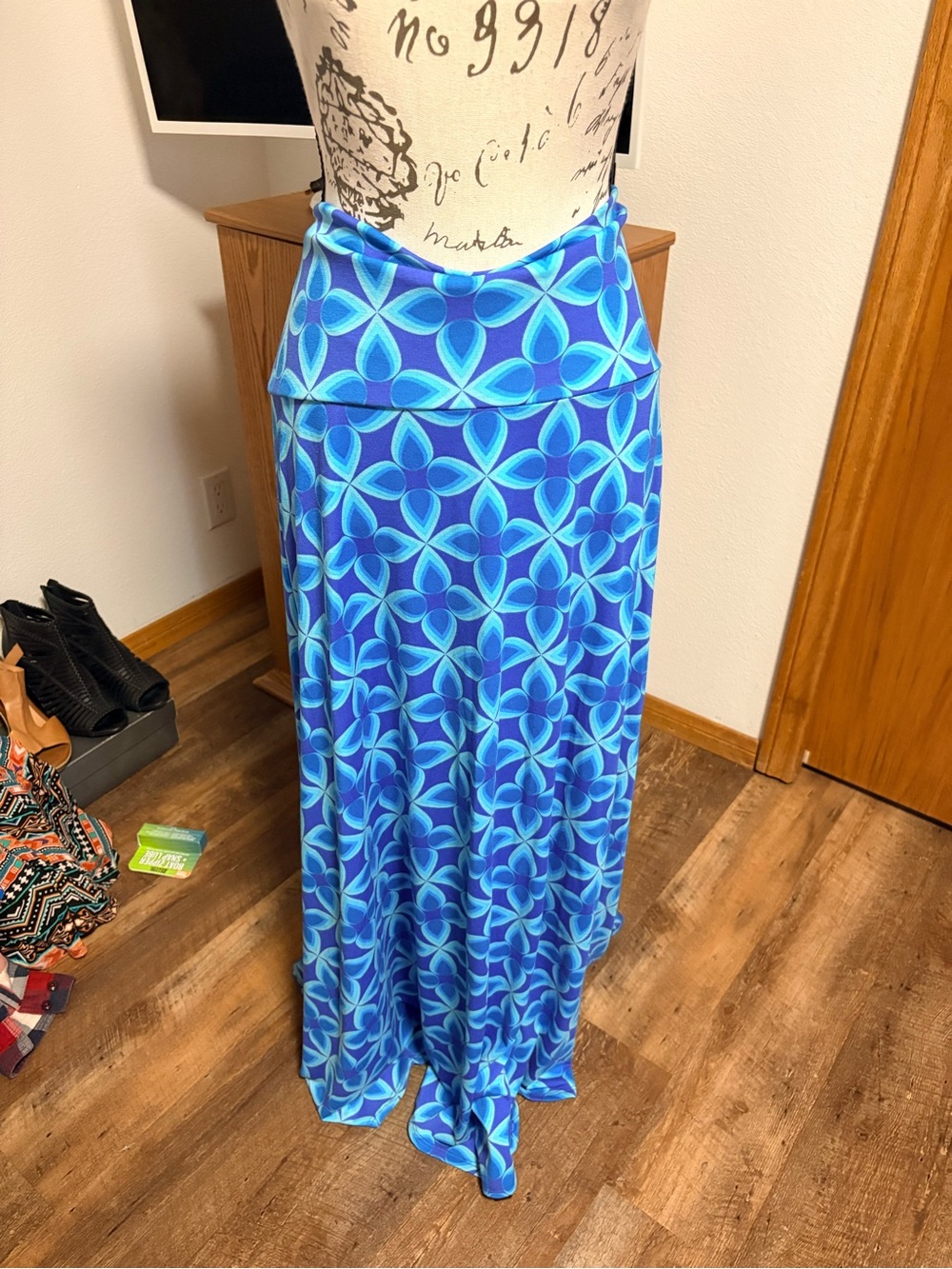 LuLaRoe Blue Geometric Print Maxi Skirt